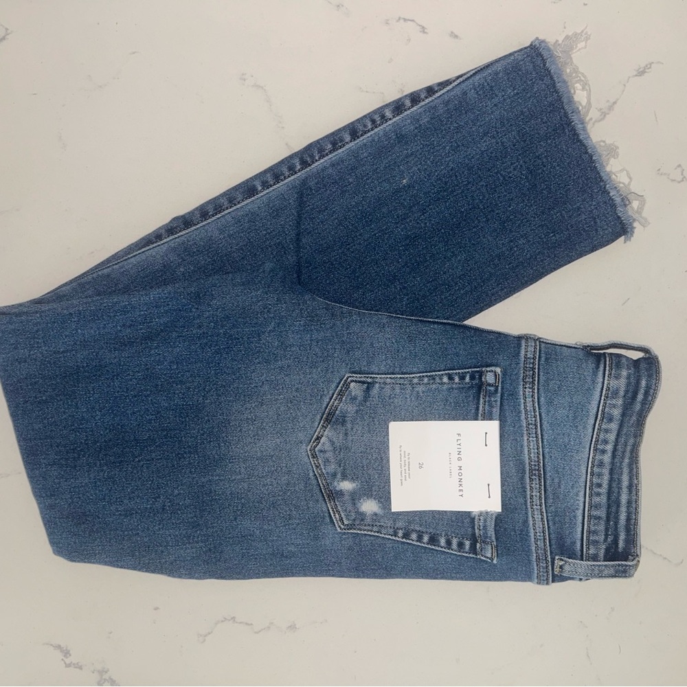 Flying Monkey Distressed Blue Denim Jeans